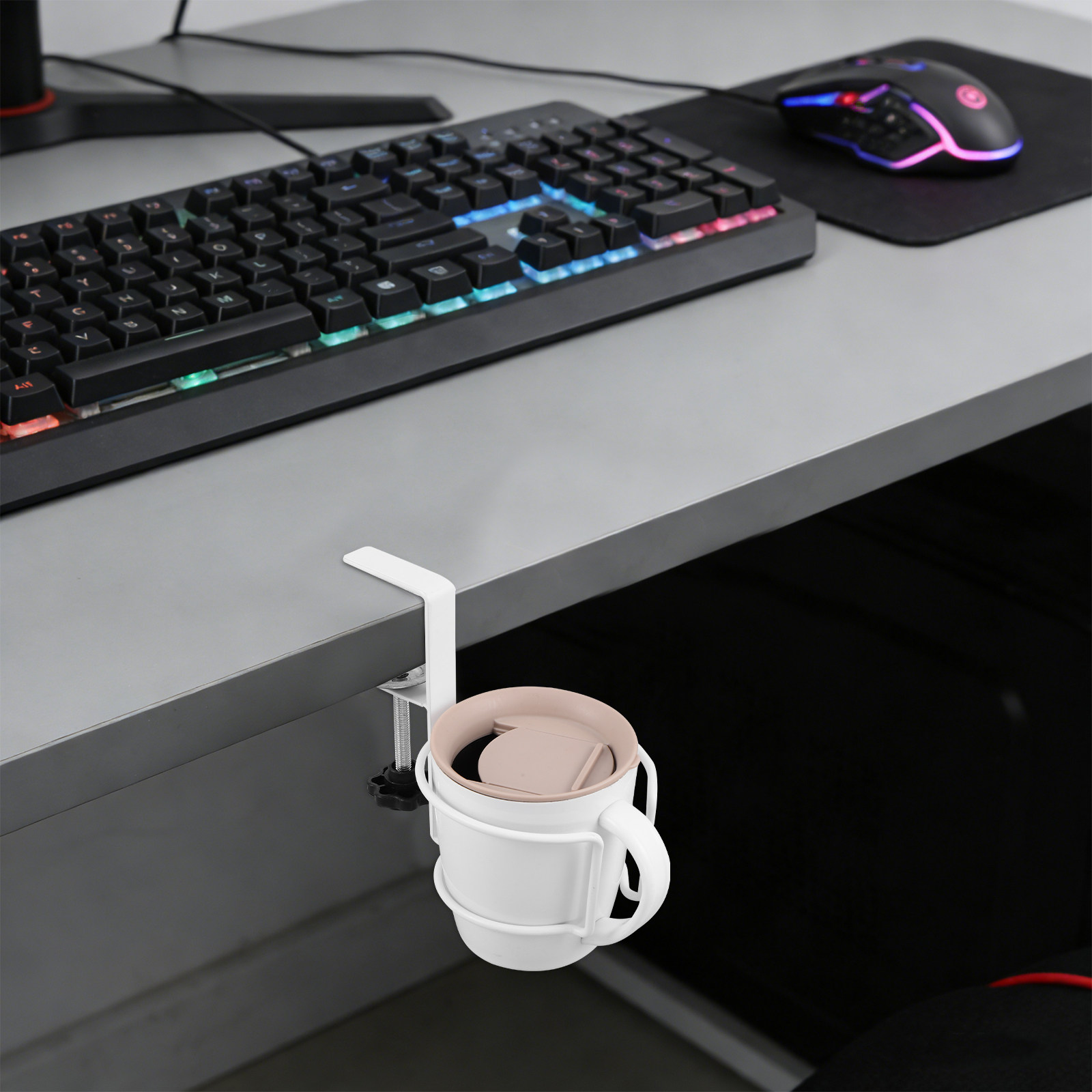 Water Bottle Holder - حامل أكواب للمكتب، مشبك أسود لتثبيت